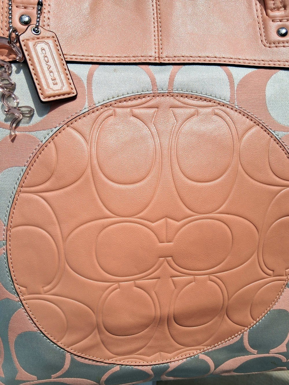 Coach Signature Tote in Blush Peach and Cream